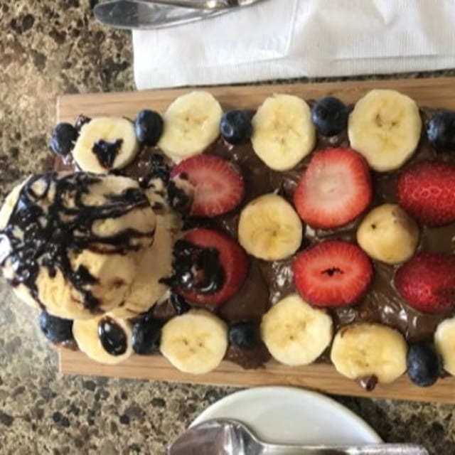 Banana Nutella Waffles.
