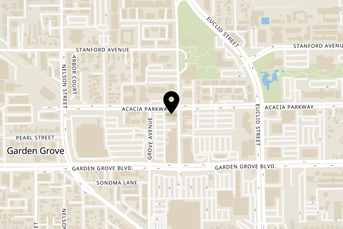 Map showing the location of Tribute Coffee House on 12865 Main St Ste 100 in Garden Grove